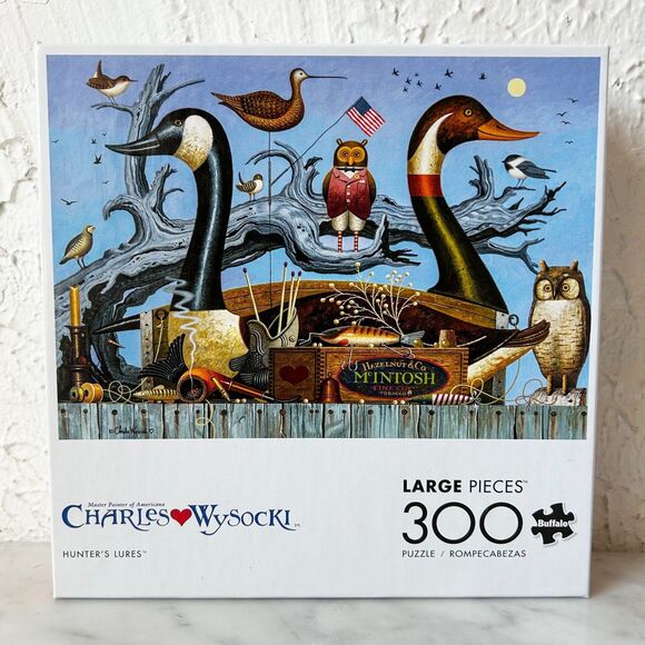 Charles Wysocki Hunter's Lures Decoys 300 Large Pieces Buffalo Puzzle - Complete - Picture 1 of 7